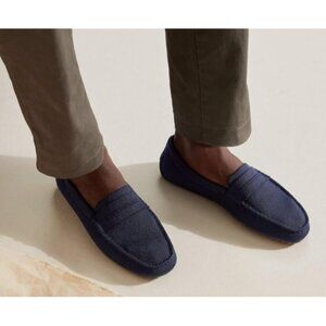 Rothy’s Men’s 12.5 Blue Slip-On Driving Loafers Recycled Knit Rubber Sole Shoes